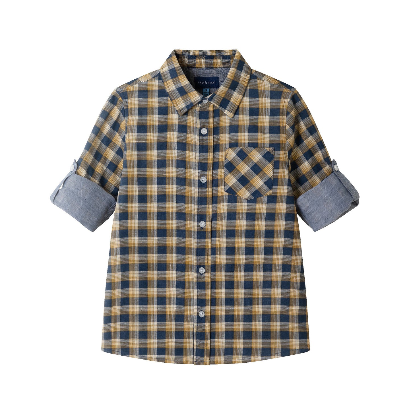 Kids Double-Faced Buttondown | Blue Plaid