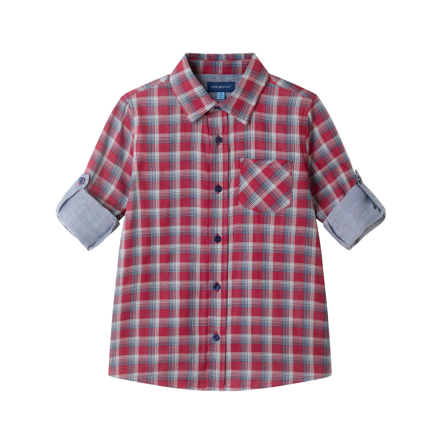 Kids Double-Faced Buttondown | Red Plaid