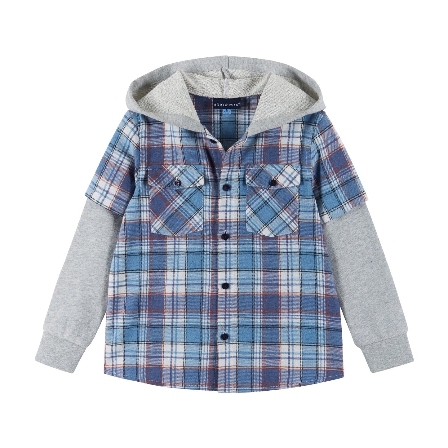 Kids Twofer Hoodie | Blue Plaid
