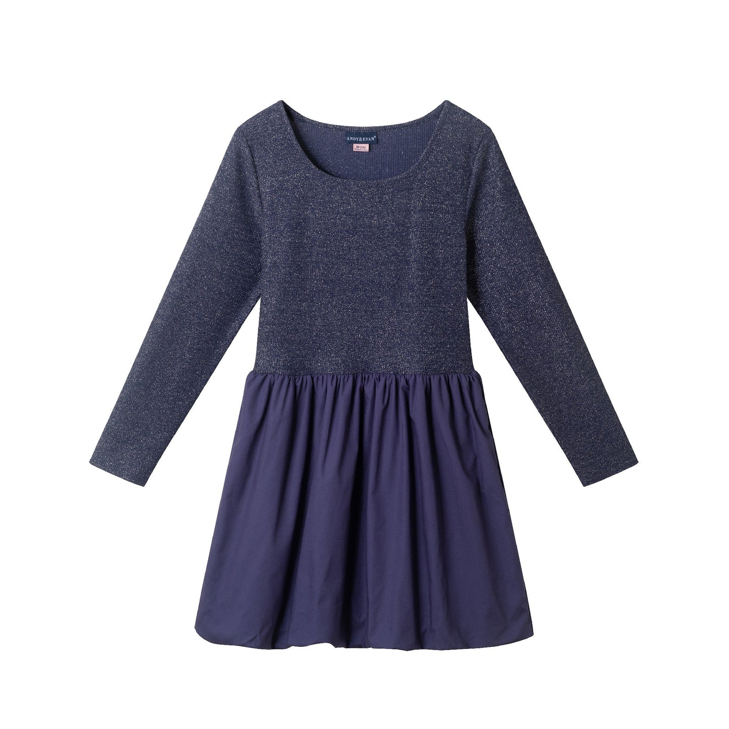 Big Kids Rib Jersey Drop Waist Bubble Dress | Navy
