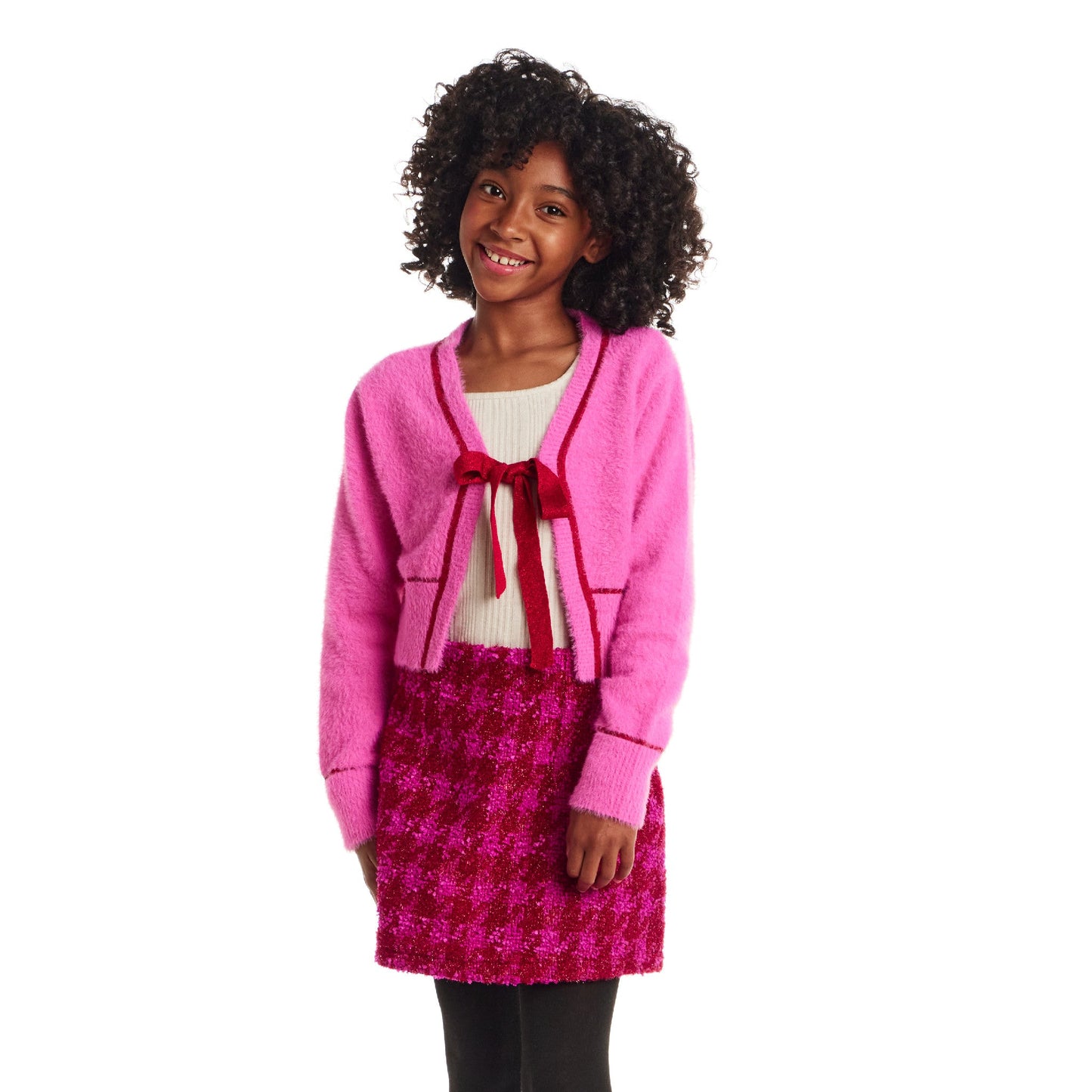 Big Kids Cardigan Sweater with Bow | Pink Eyelash