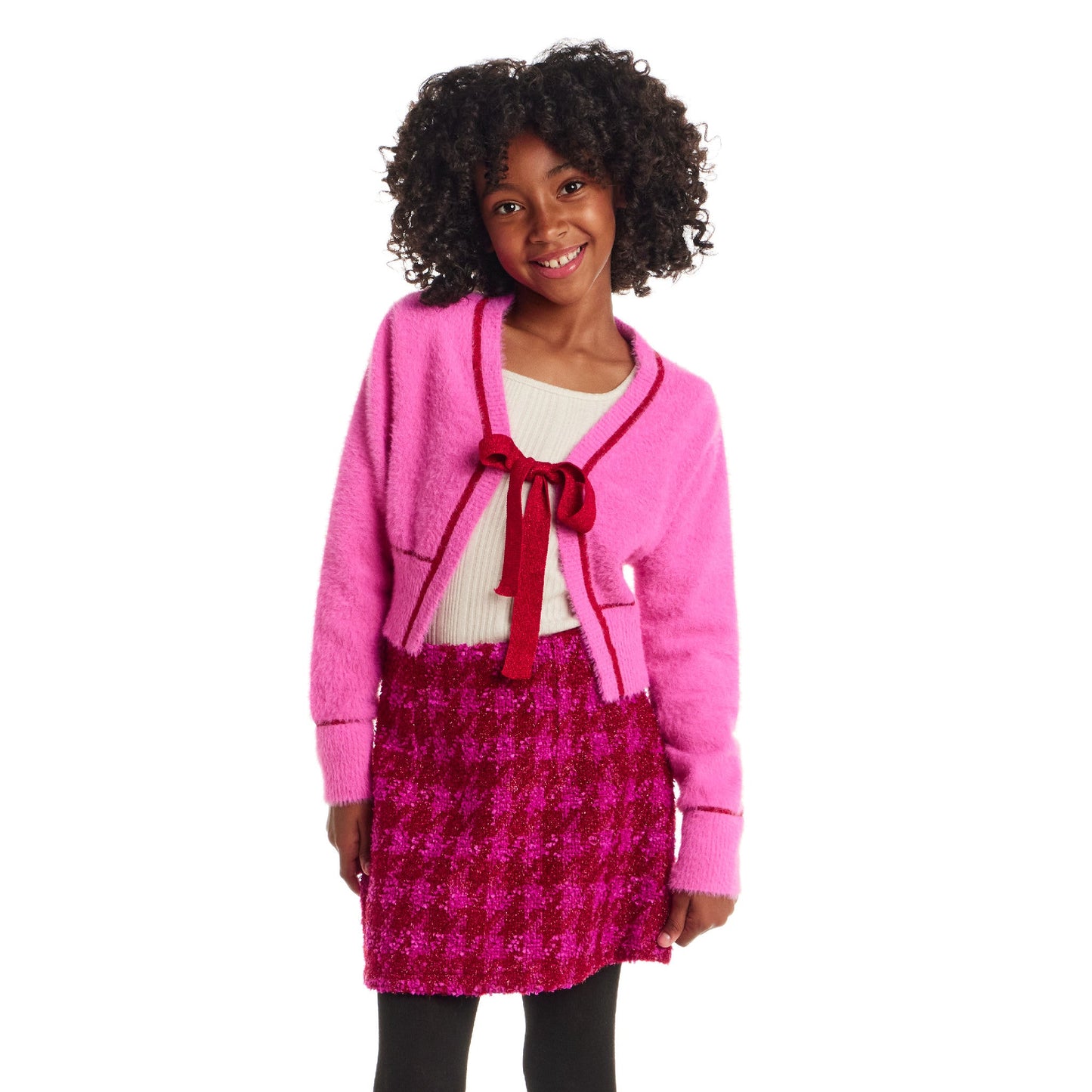 Big Kids Cardigan Sweater with Bow | Pink Eyelash
