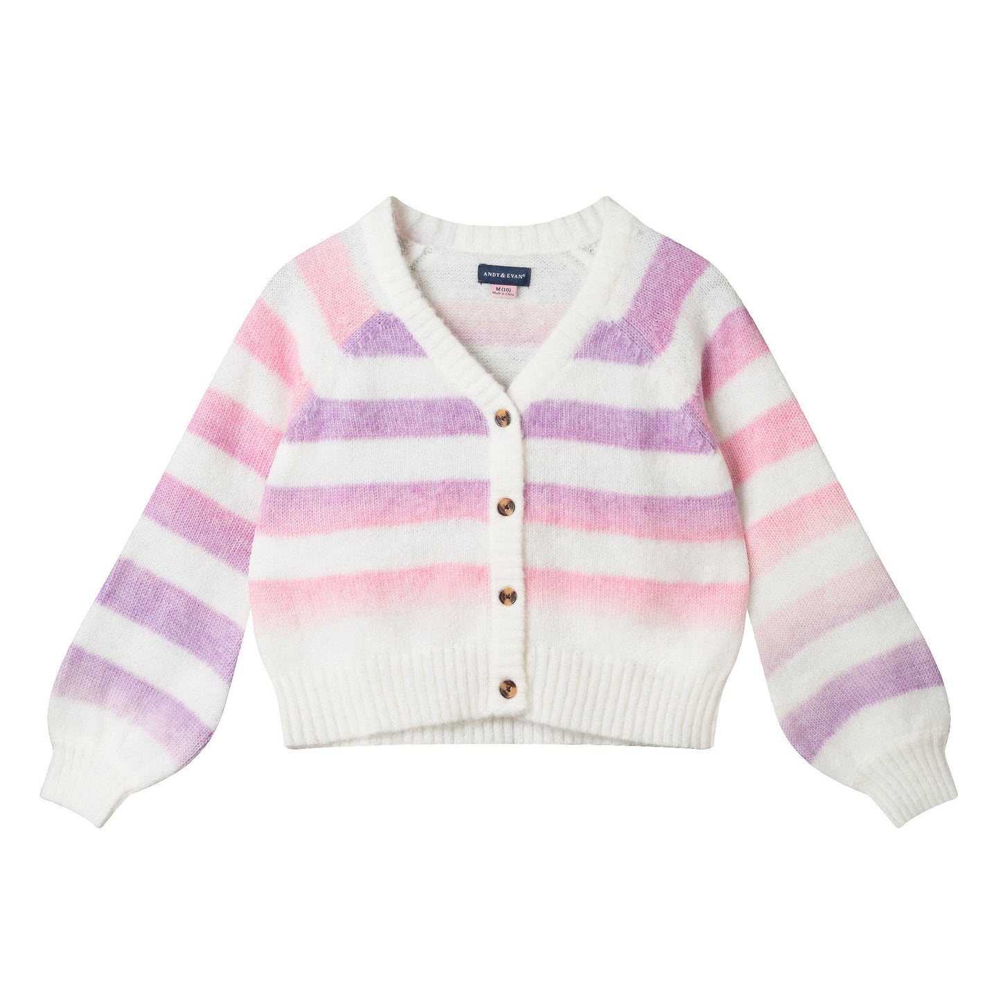 Big Kids Stripe Cardigan | Oatmeal Lavendar