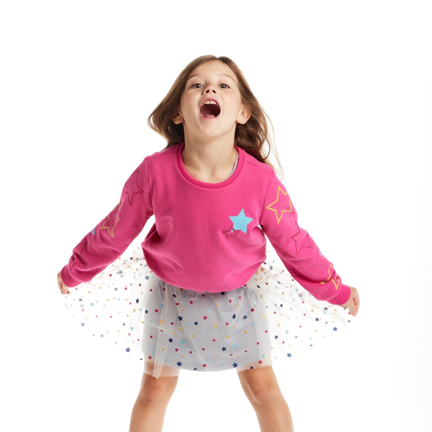Kids Sweatshirt & Dress Set | Pink Star