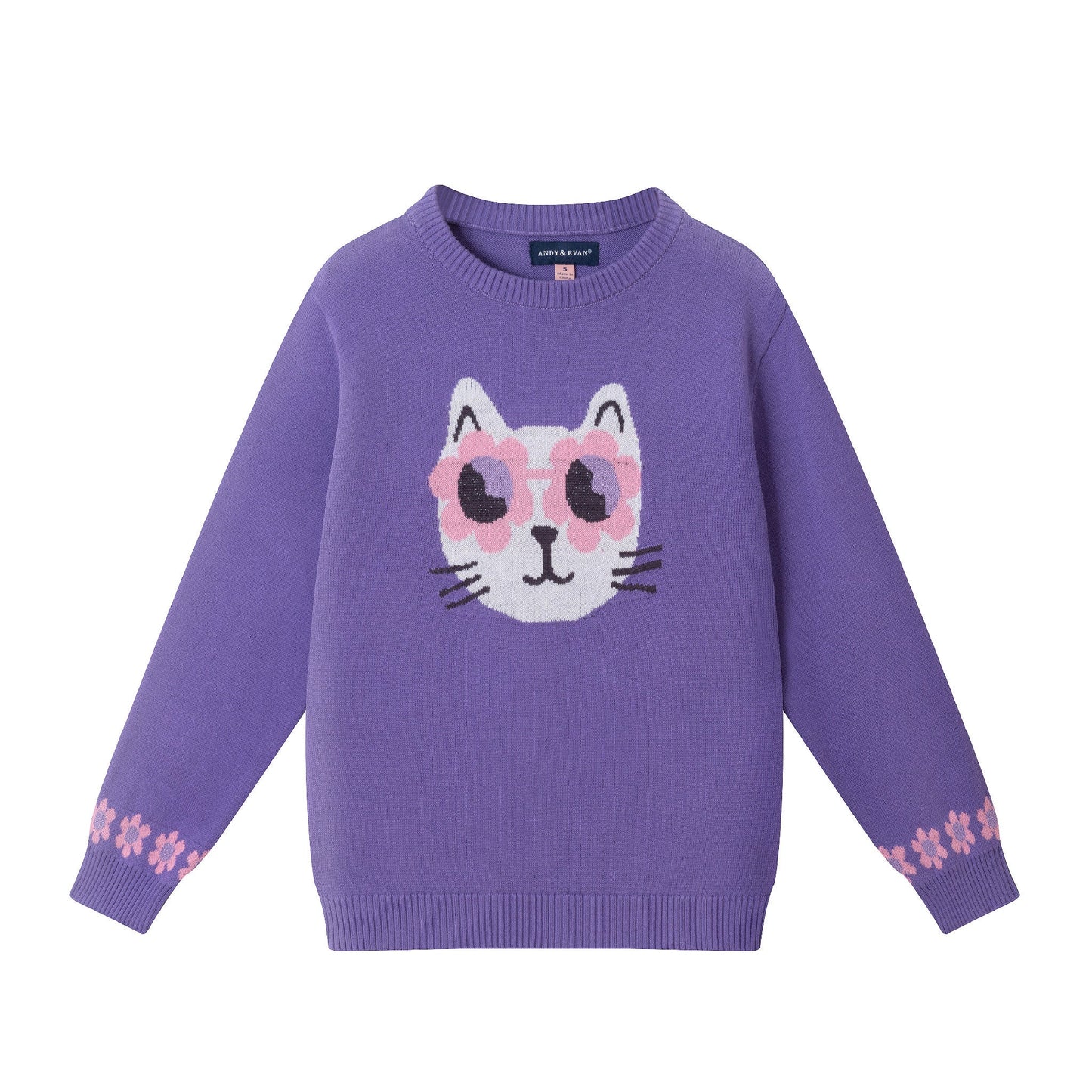 Kids Sweater & Legging Set | Purple Kitty Sunglasses