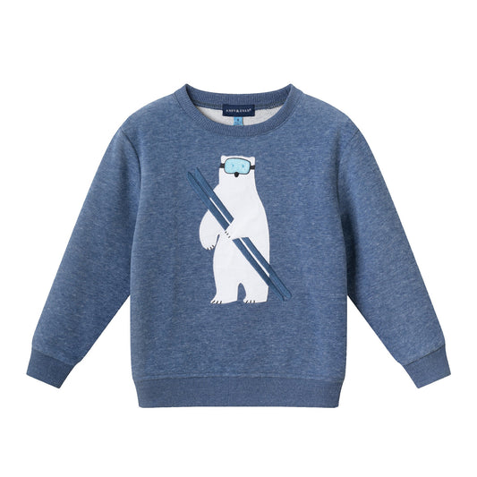 Kids Applique Sweatshirt | Navy Polar Bear