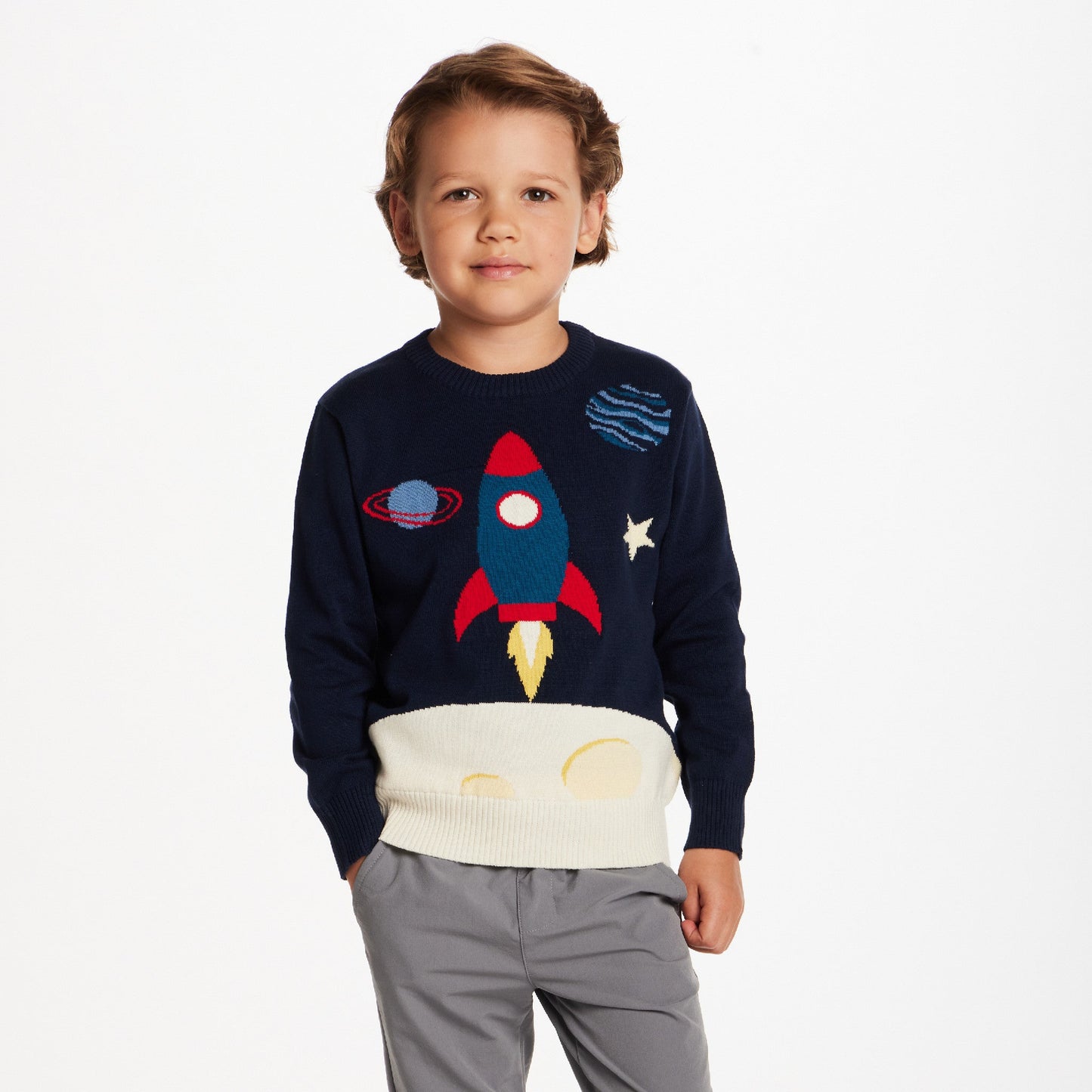 Kids Graphic Sweater | Rocket Ship