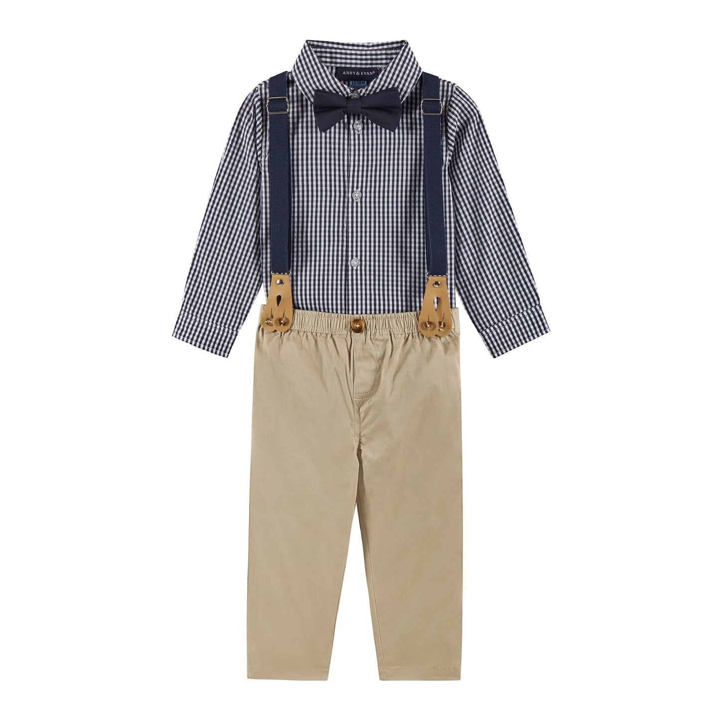 Infant Buttondown Suspenders Set | Navy Gingham