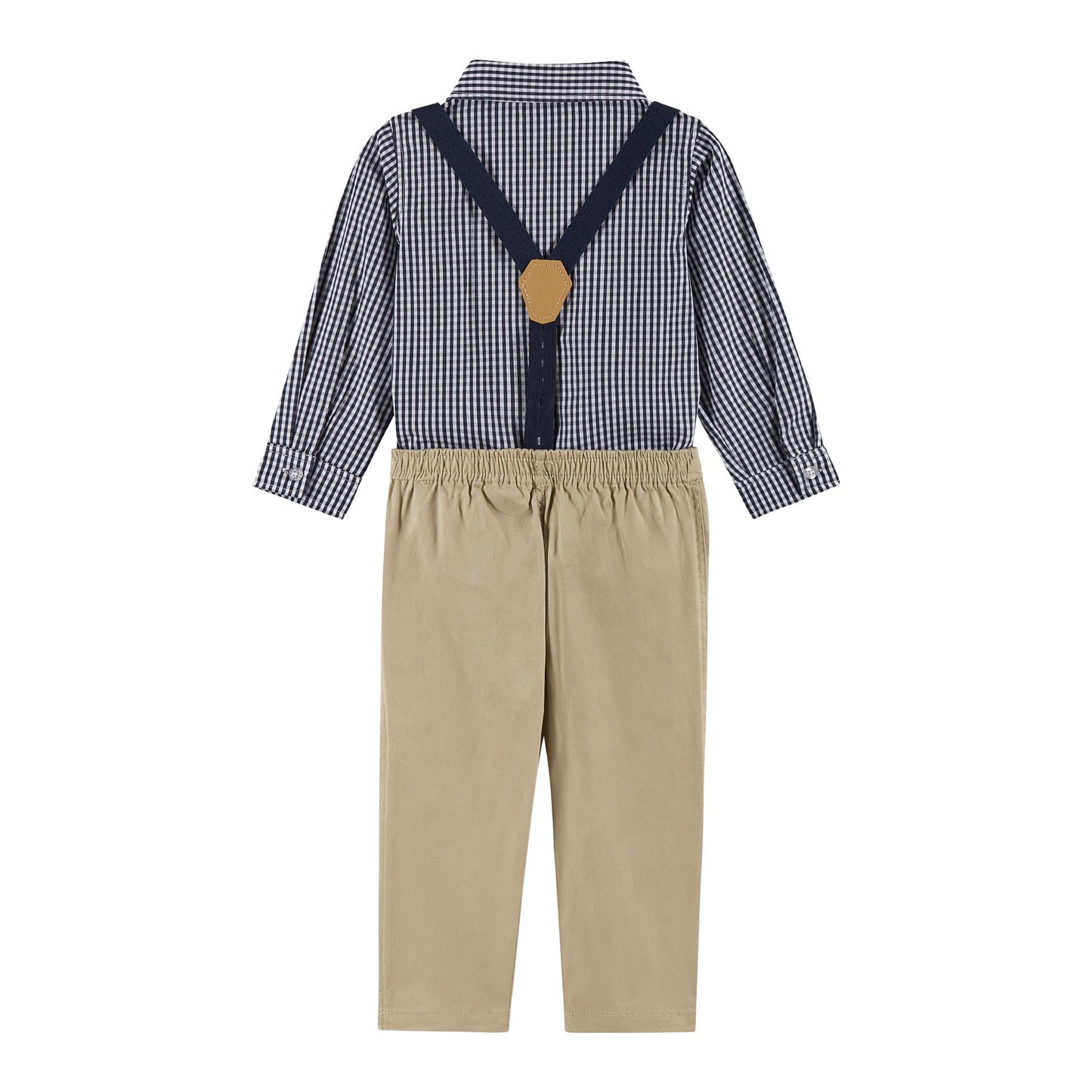 Infant Buttondown Suspenders Set | Navy Gingham