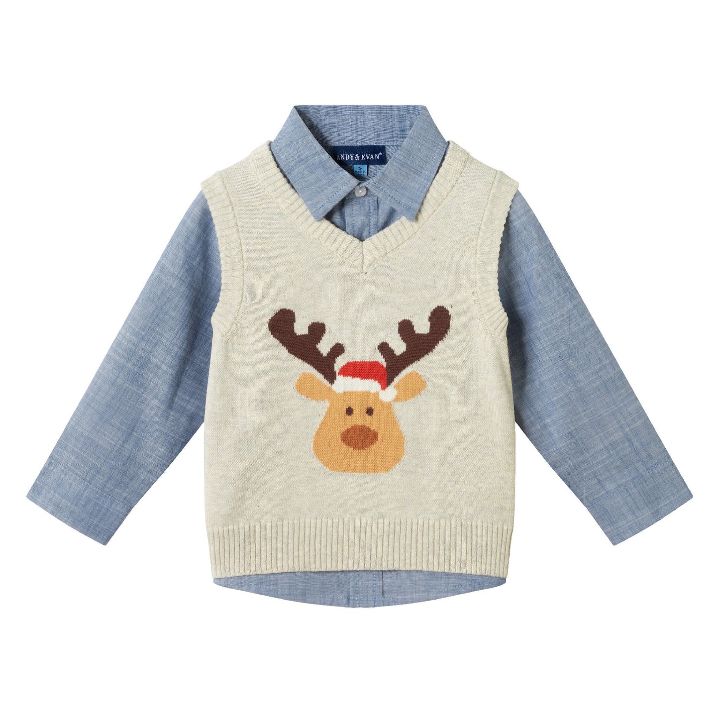 Infant Sweater Vest Set | Beige Reindeer