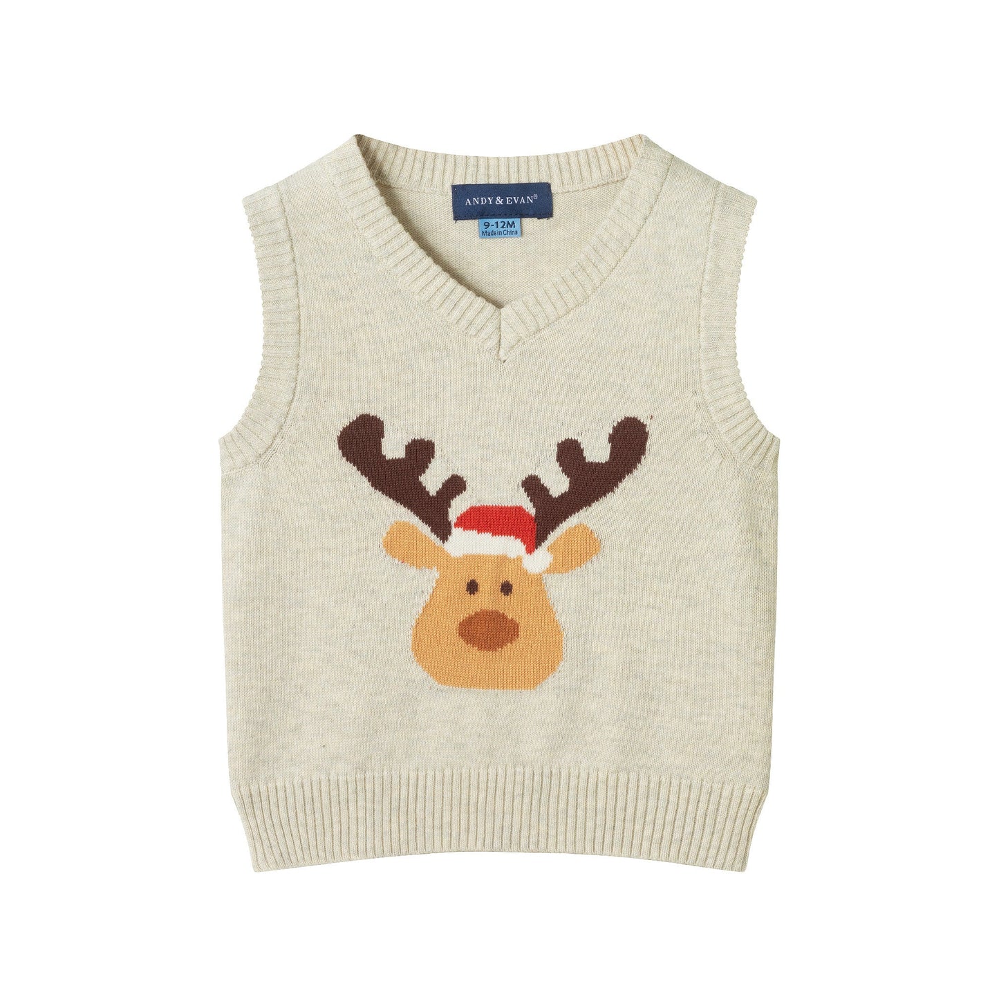 Infant Sweater Vest Set | Beige Reindeer