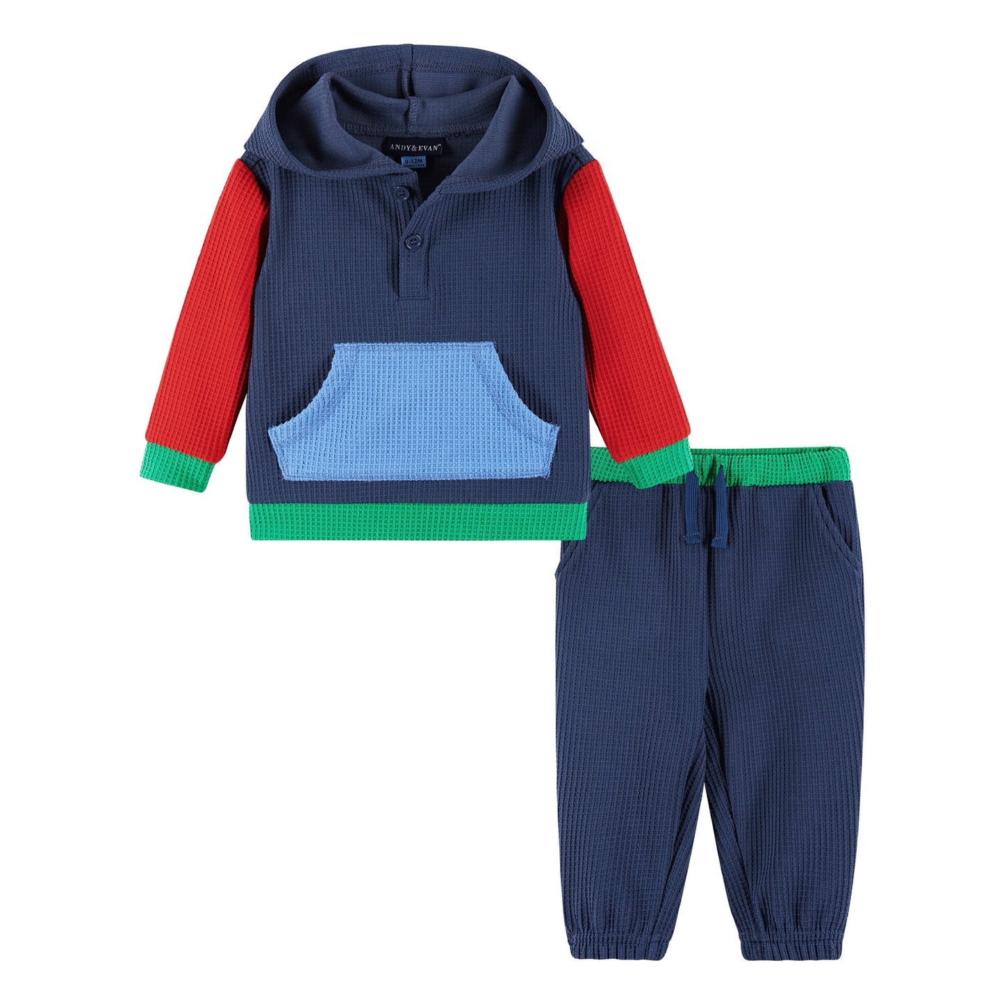 Infant Hooded Lounge Set | Navy Waffle