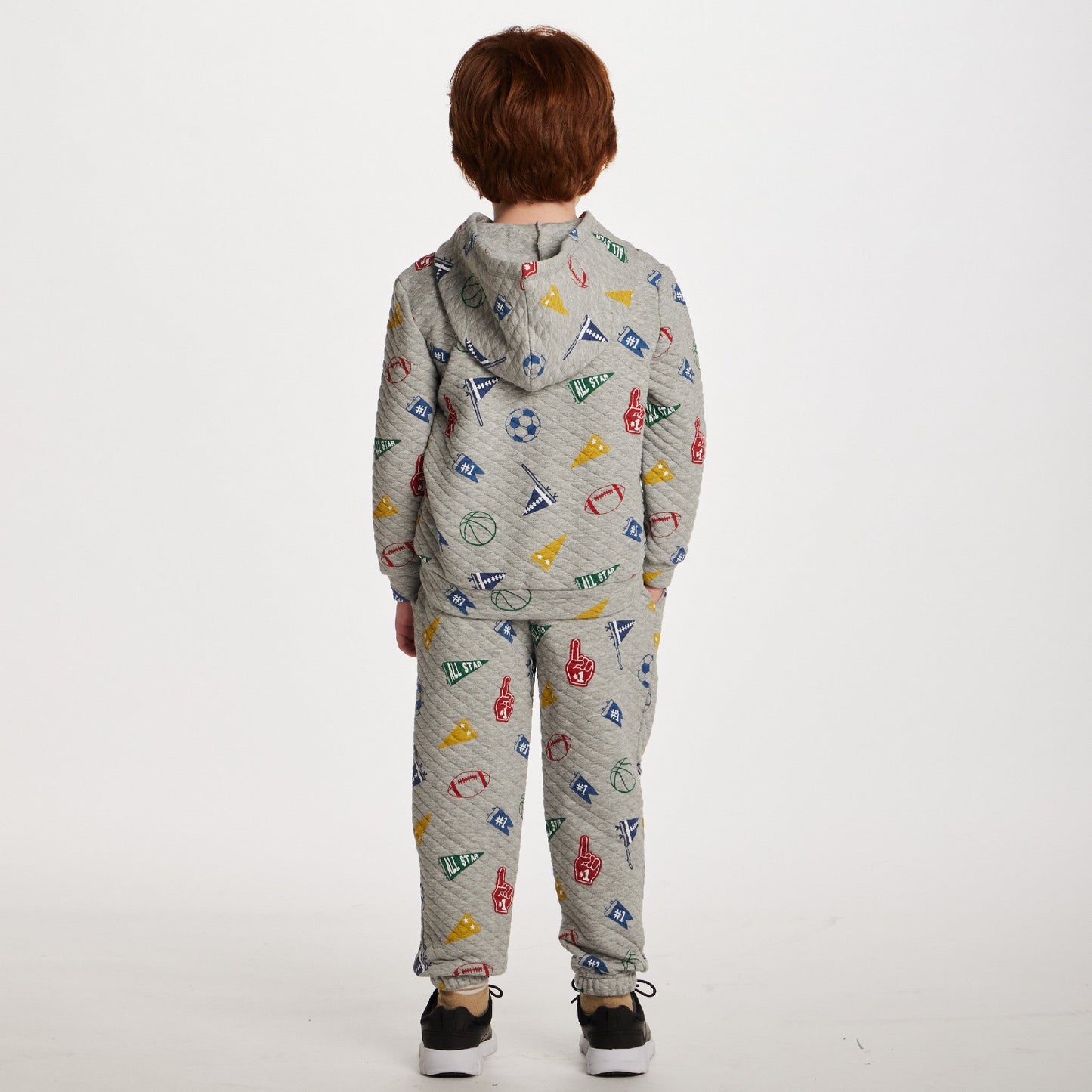 Kids Hooded Lounge Set | Grey Varsity