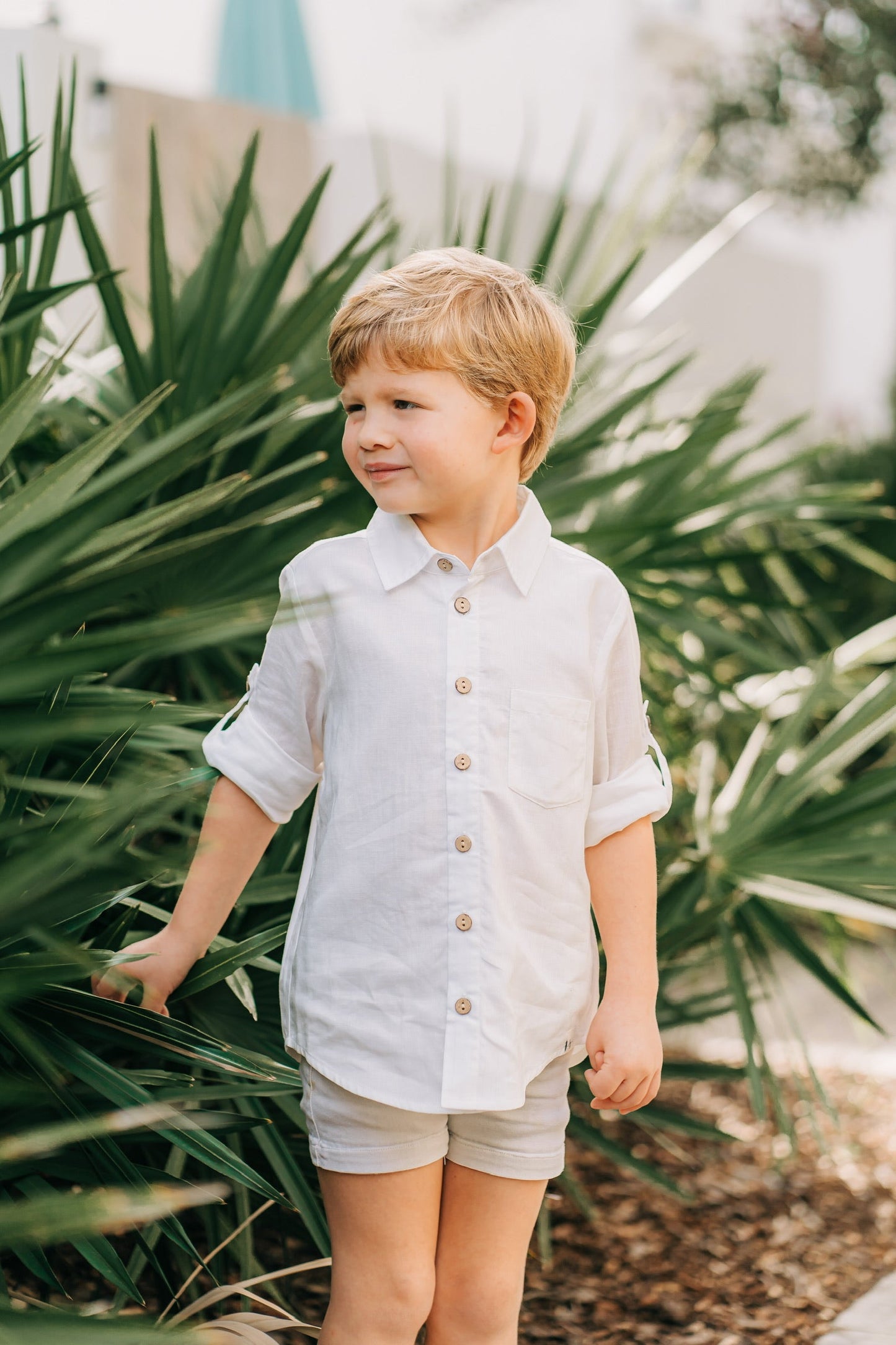 White Bamboo Linen Button-up Shirt