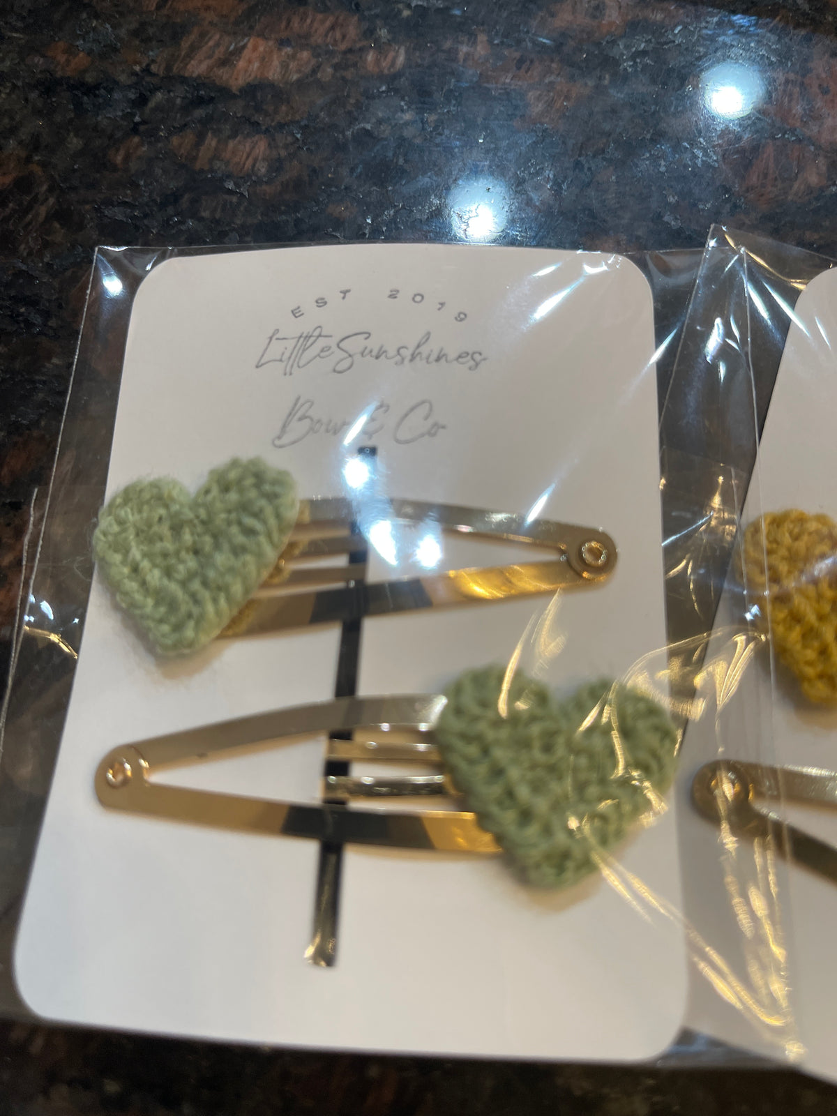 Crochet Heart Snap Clips & Nylon Headbands