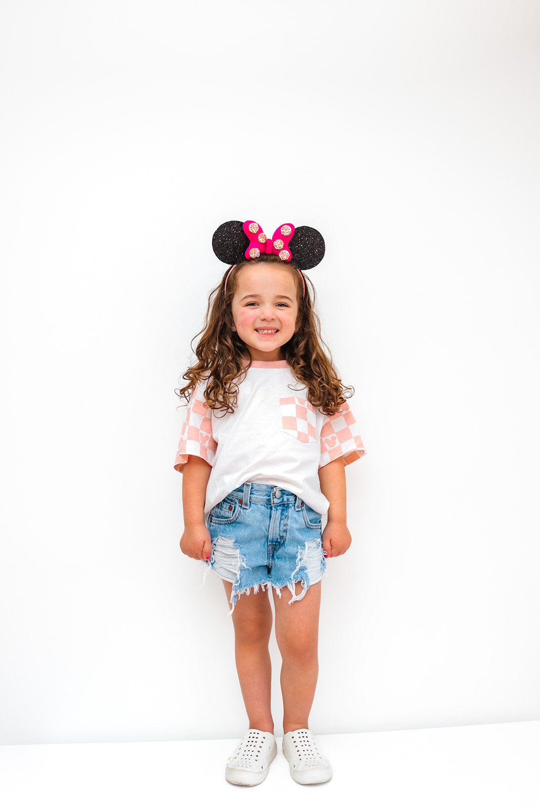 Pink Checkered Pocket Toddler & Kids T Shirt