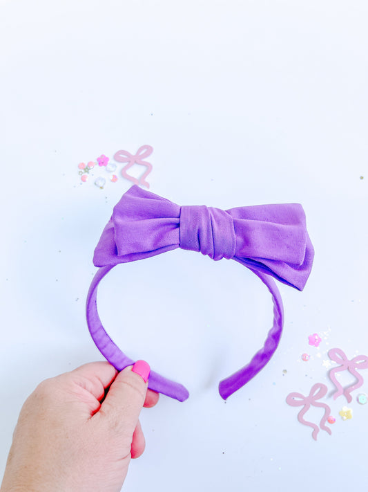 Purple Solid Bow Headband