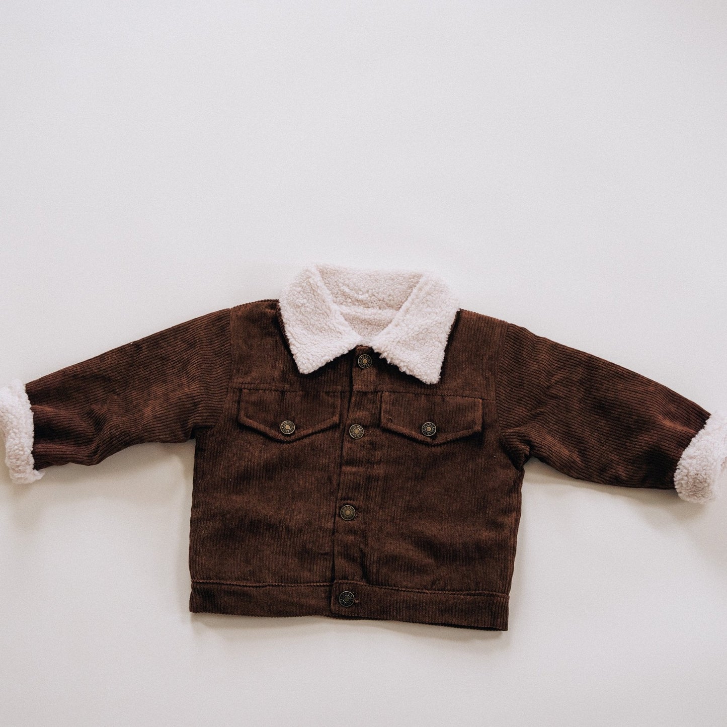 Sherpa Collar Coffee Brown Corduroy Jacket-Child
