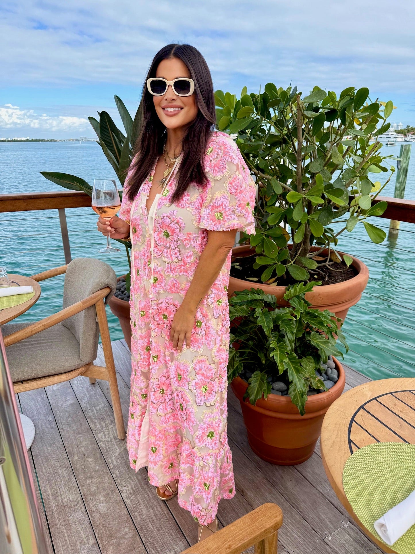 Talulah Caftan Maxi Dress - Pink Blossom