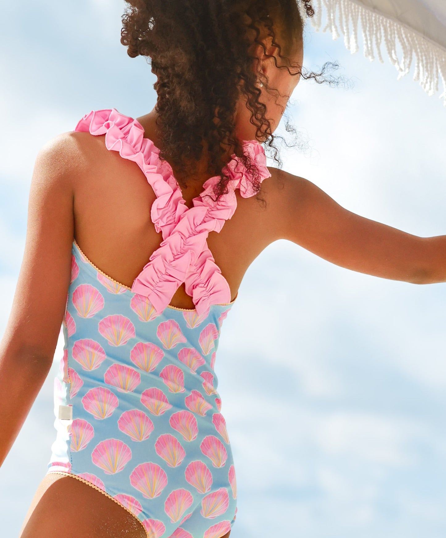 Serene Seashell Ruffle Strap One Piece
