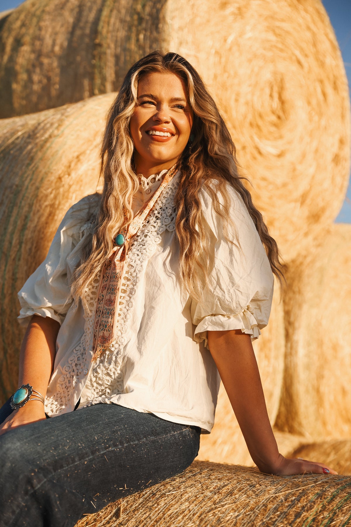 Blooming Bison Twilly Satin Chiffon Western Cowgirl Scarf