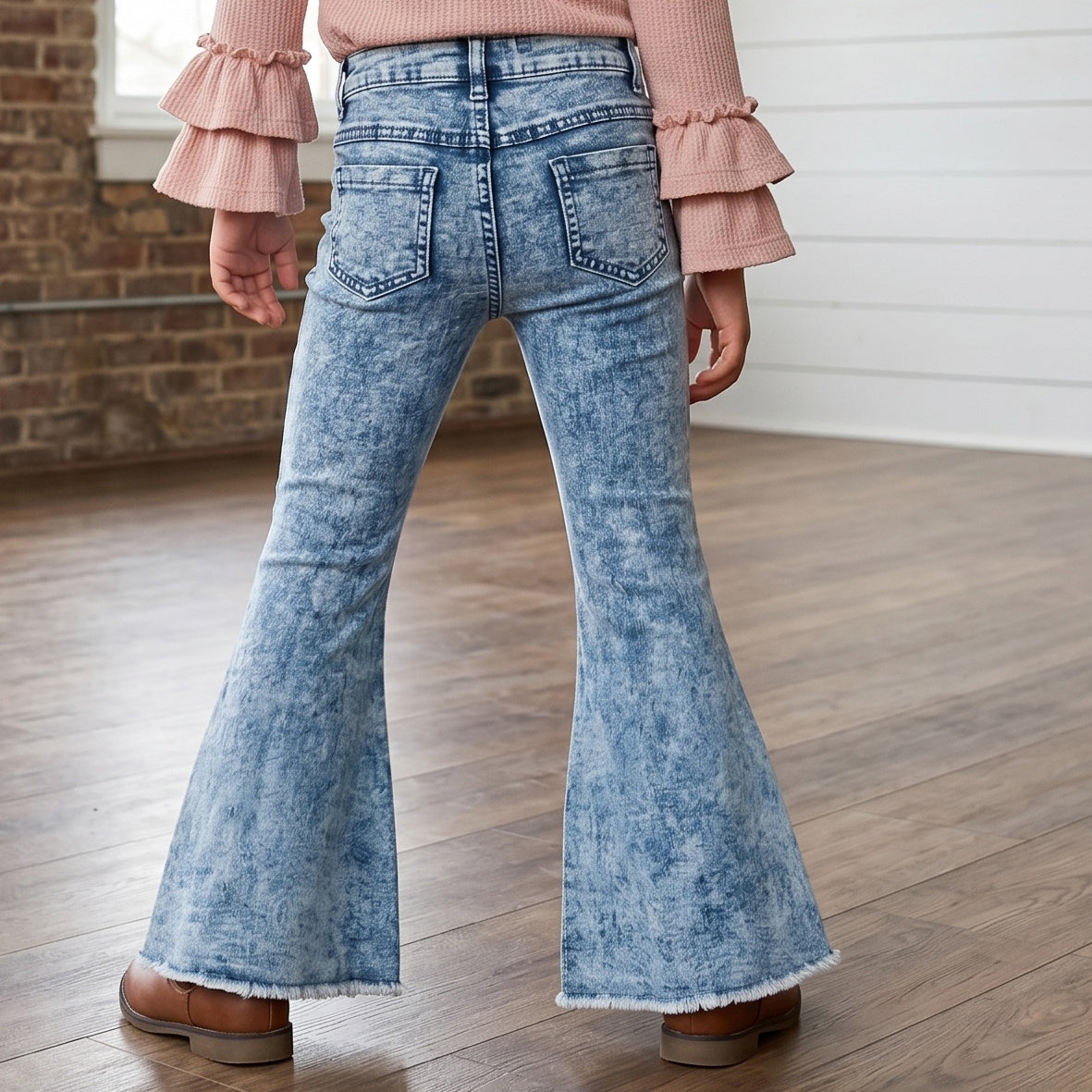 Faded Flare Denim Jean Pant