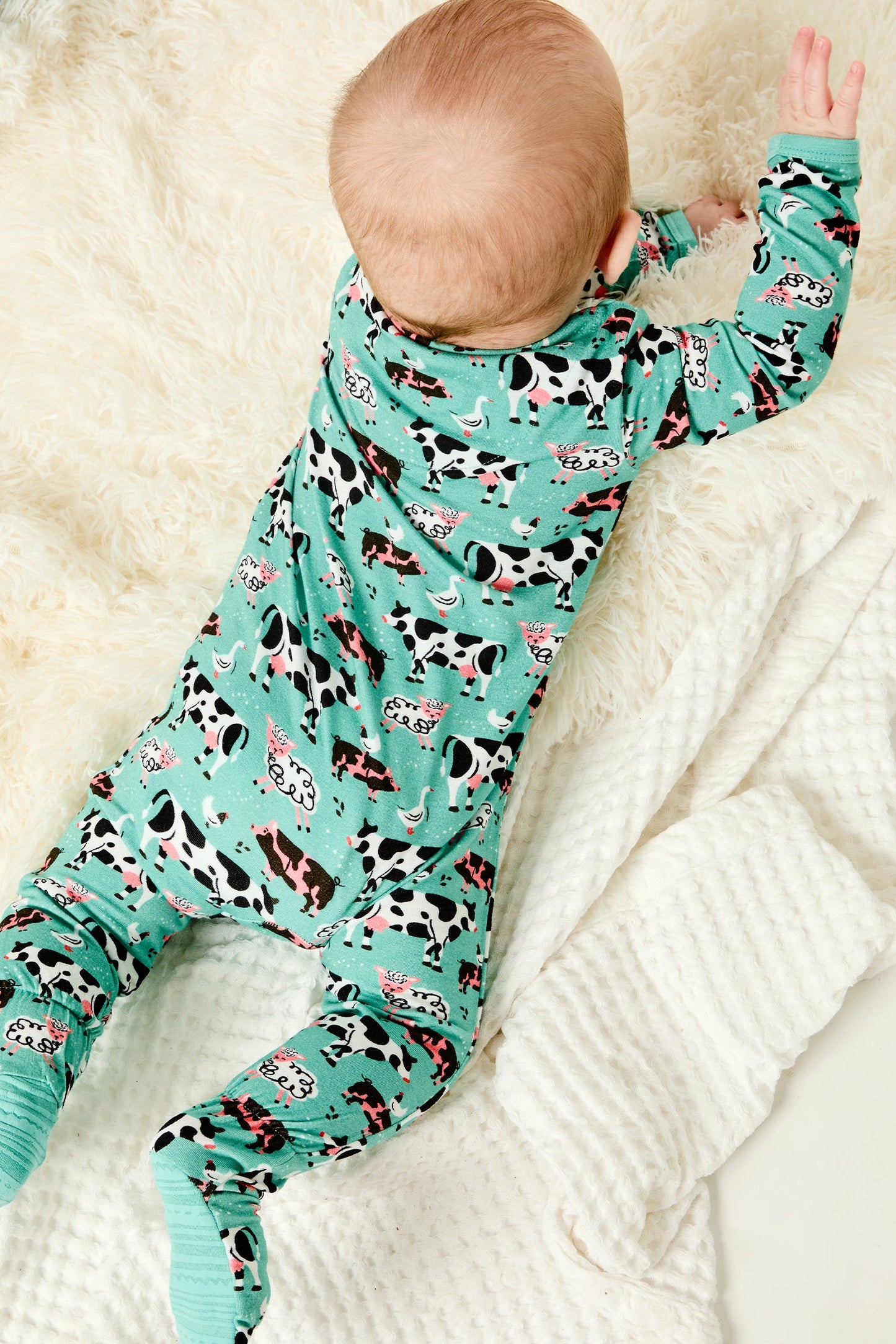 Soft & Stretchy Zipper Footie - Farm Friends