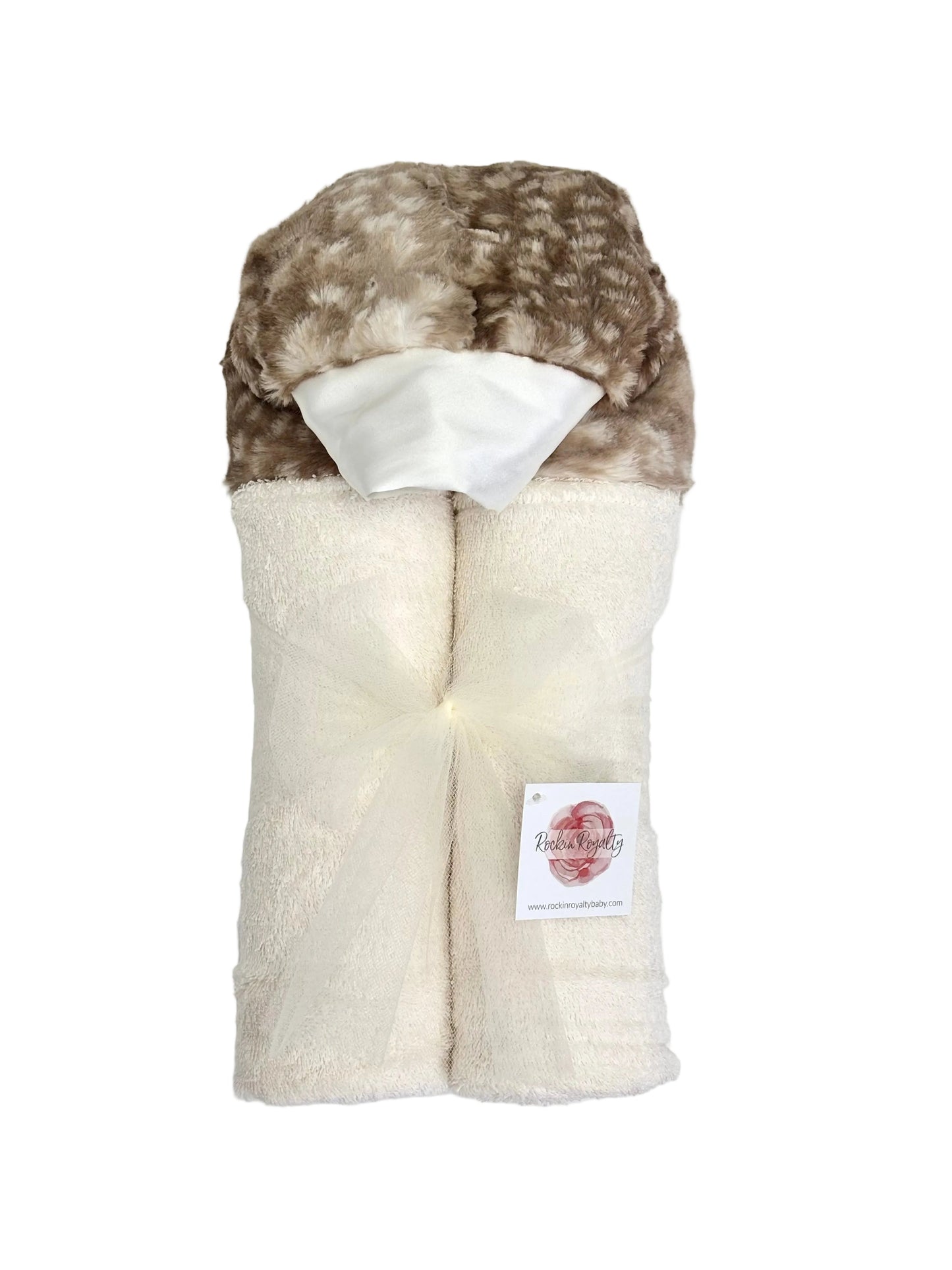 Plush Hooded Bath Towel- Fawn