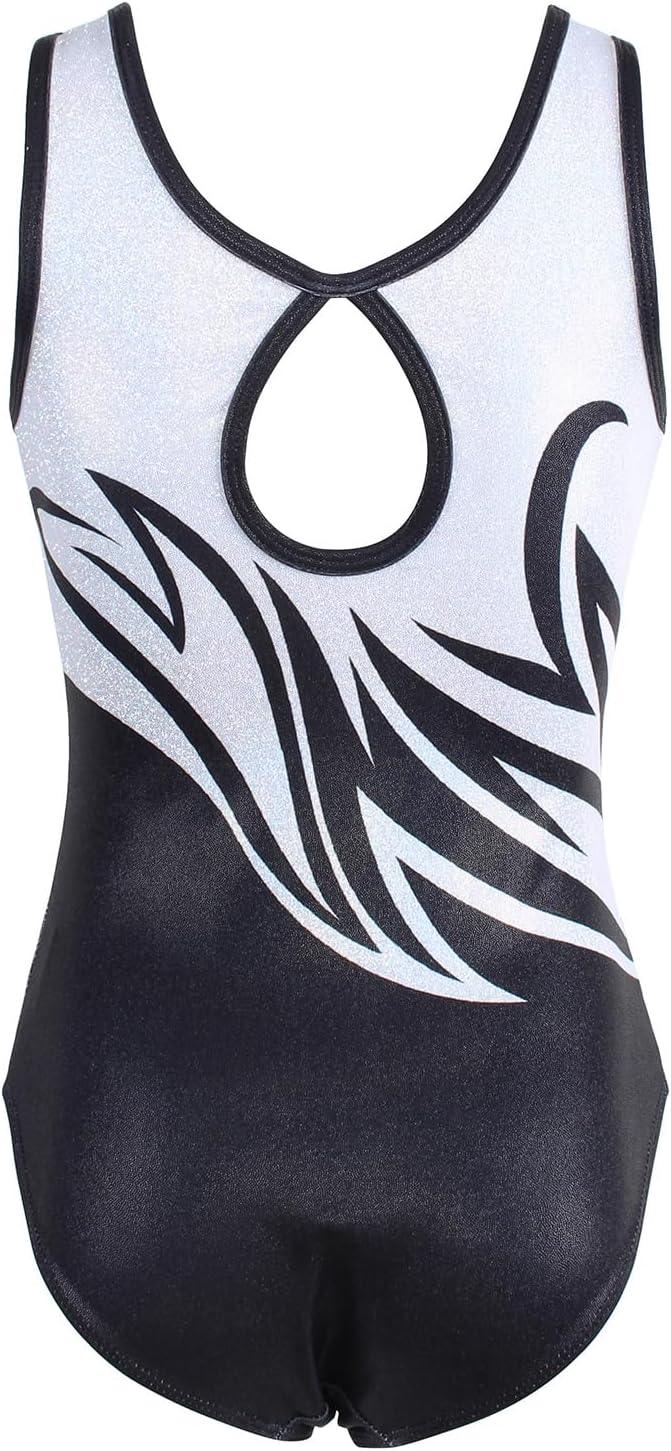Fierce Black and White Flame Gymnastics Leotard with Shorts Set