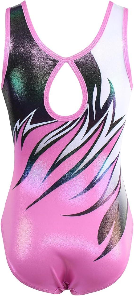 Pink Fierce Flame Gradient Gymnastics Leotard with Shorts Set