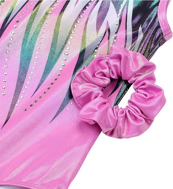 Pink Fierce Flame Gradient Gymnastics Leotard with Shorts Set