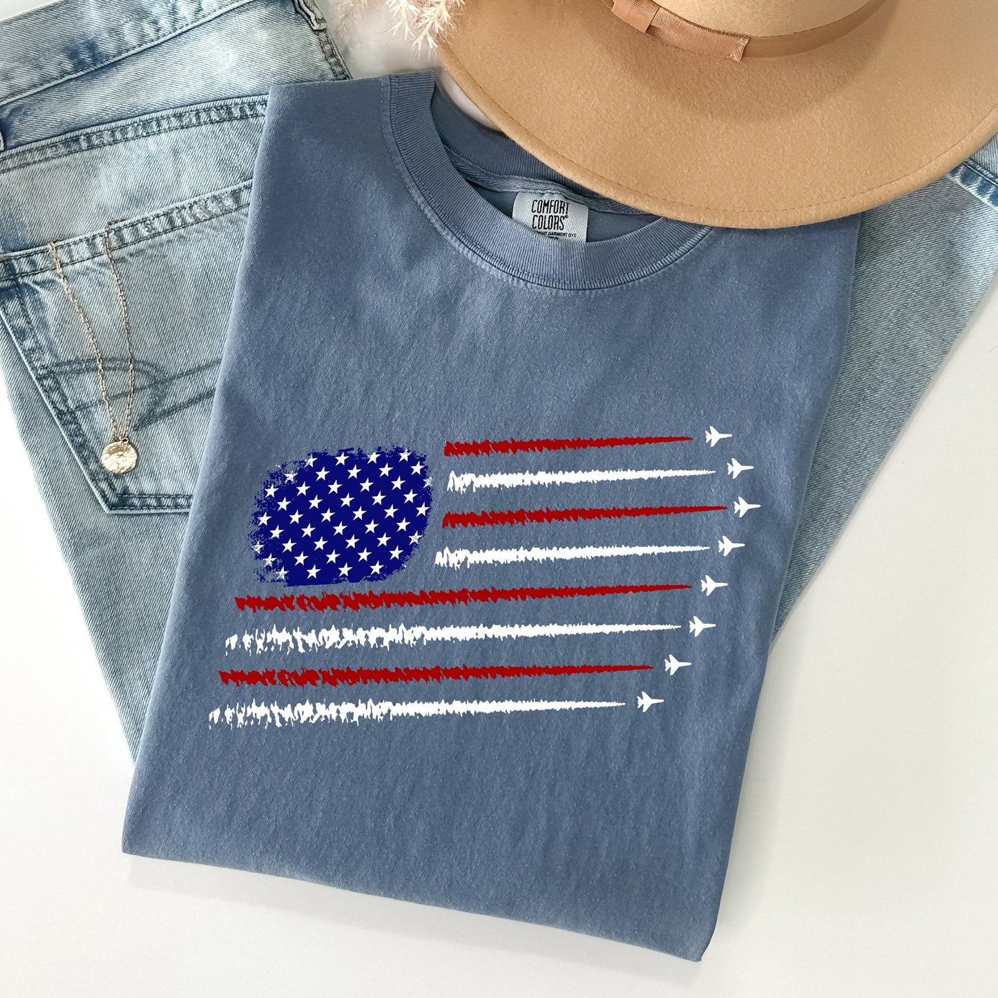 Fighter Jets, Navy, Air Force, American Flag, Tshirt Comfort Colors T-Shirt