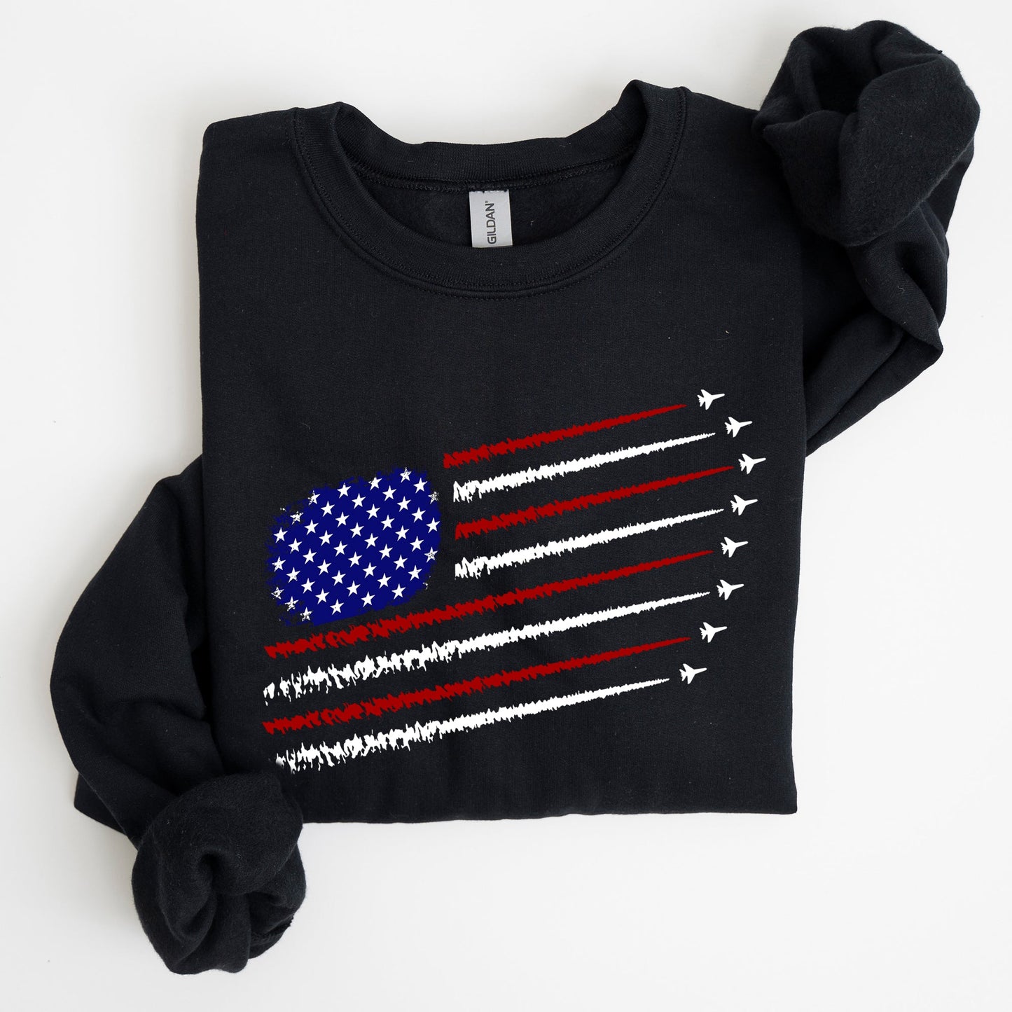 Fighter Jets, Navy, Air Force, American Flag, Sweatshirt