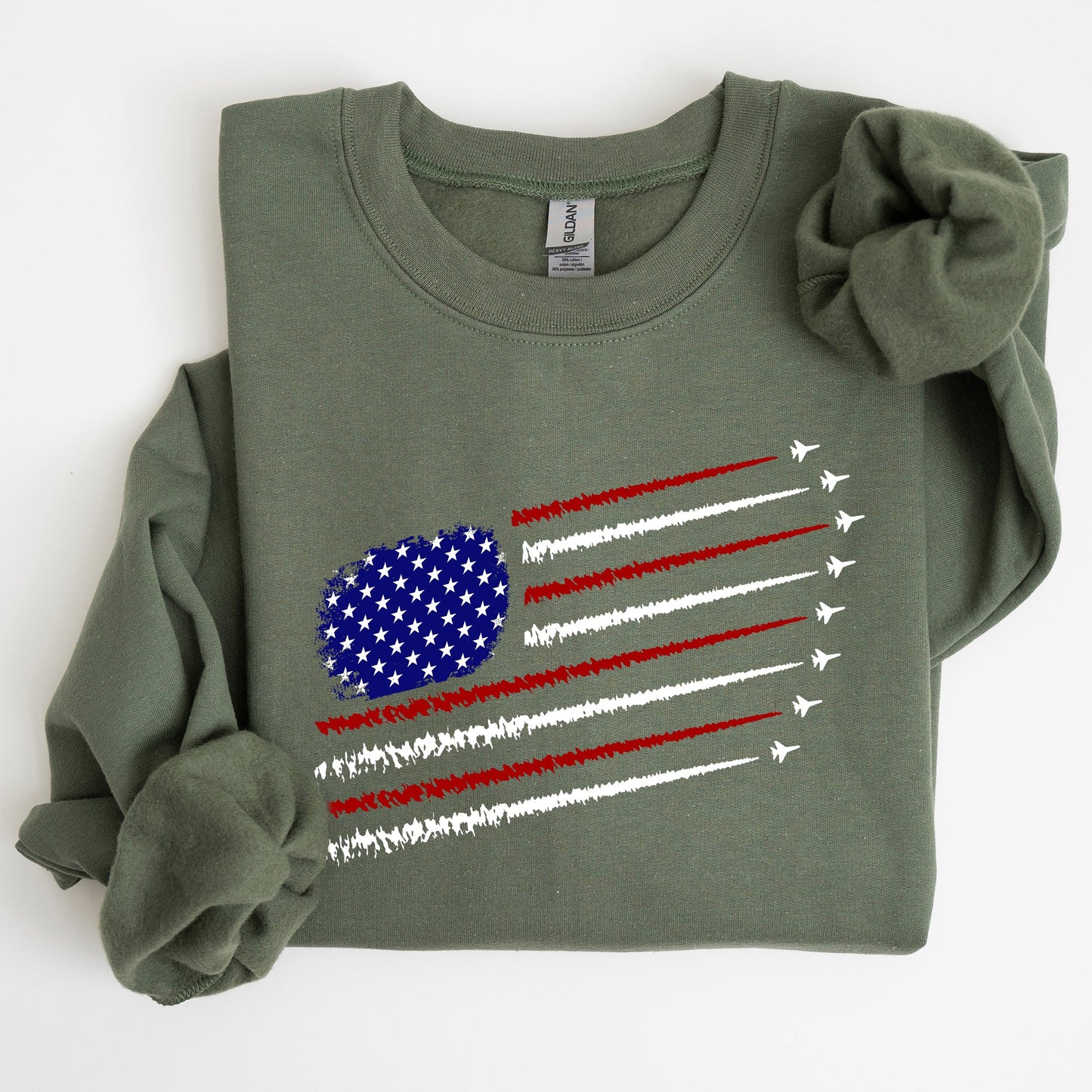 Fighter Jets, Navy, Air Force, American Flag, Sweatshirt
