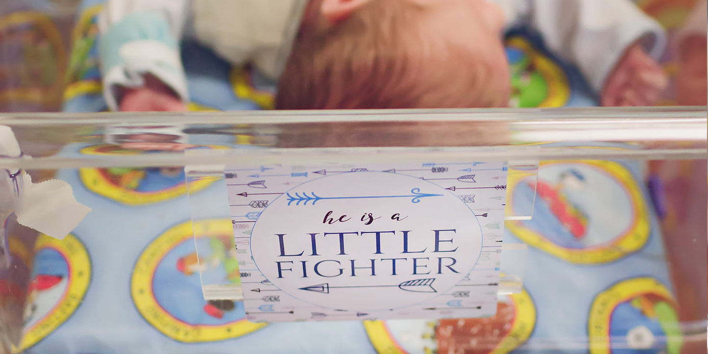 Boy Preemie Three Little Tots NICU Milestone Cards in Plastic
