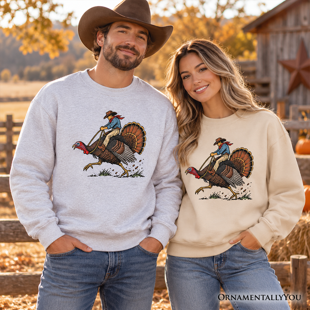 Turkey Rodeo Cowboy Thanksgiving Sweatshirt, Funny Western Fall Sweater