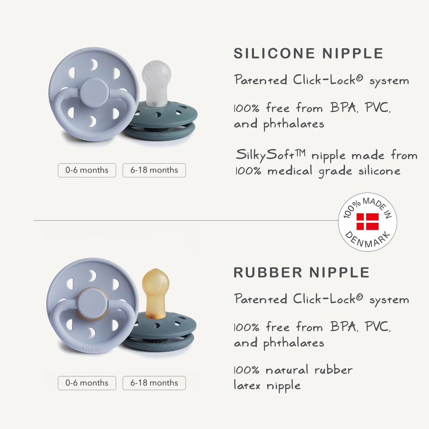 FRIGG Moon Silicone Pacifier 2-Pack