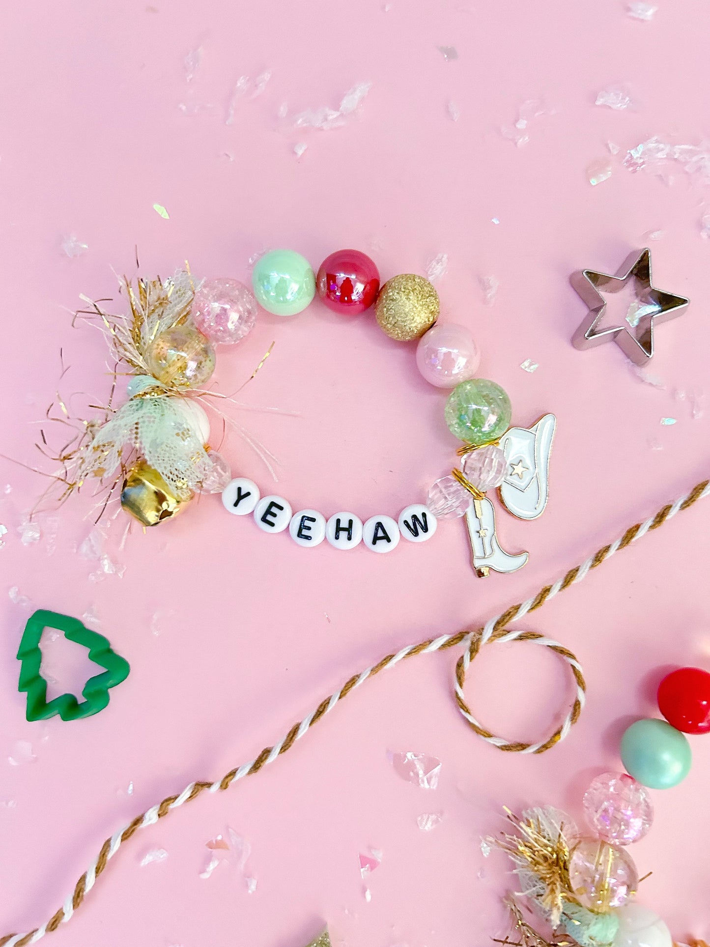 Country Christmas Cowboy Boot Cowboy Hat Holiday Kids Charm Bracelet