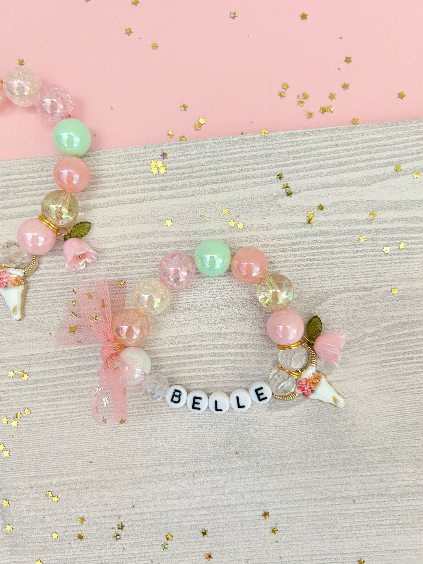 Cowgirl Cow Lily of the Valley Kids and Adult Charm Bracelet, Personalized Custom Name