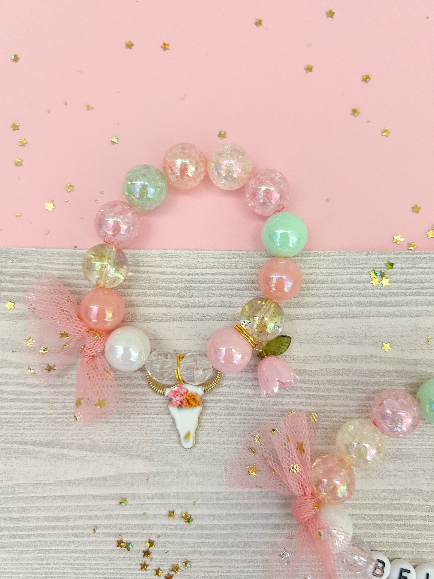 Cowgirl Cow Lily of the Valley Kids and Adult Charm Bracelet, Personalized Custom Name