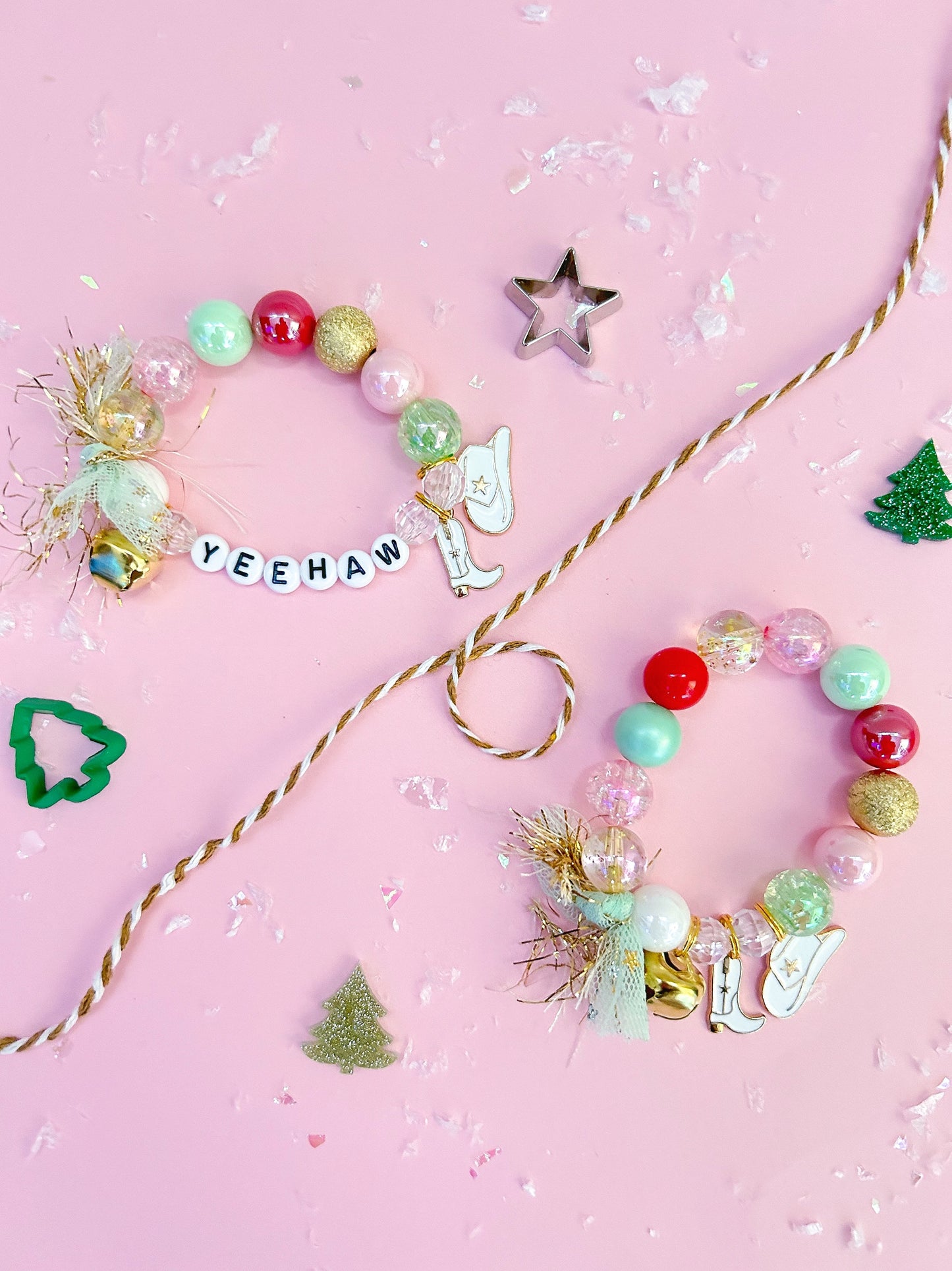 Country Christmas Cowboy Boot Cowboy Hat Holiday Kids Charm Bracelet