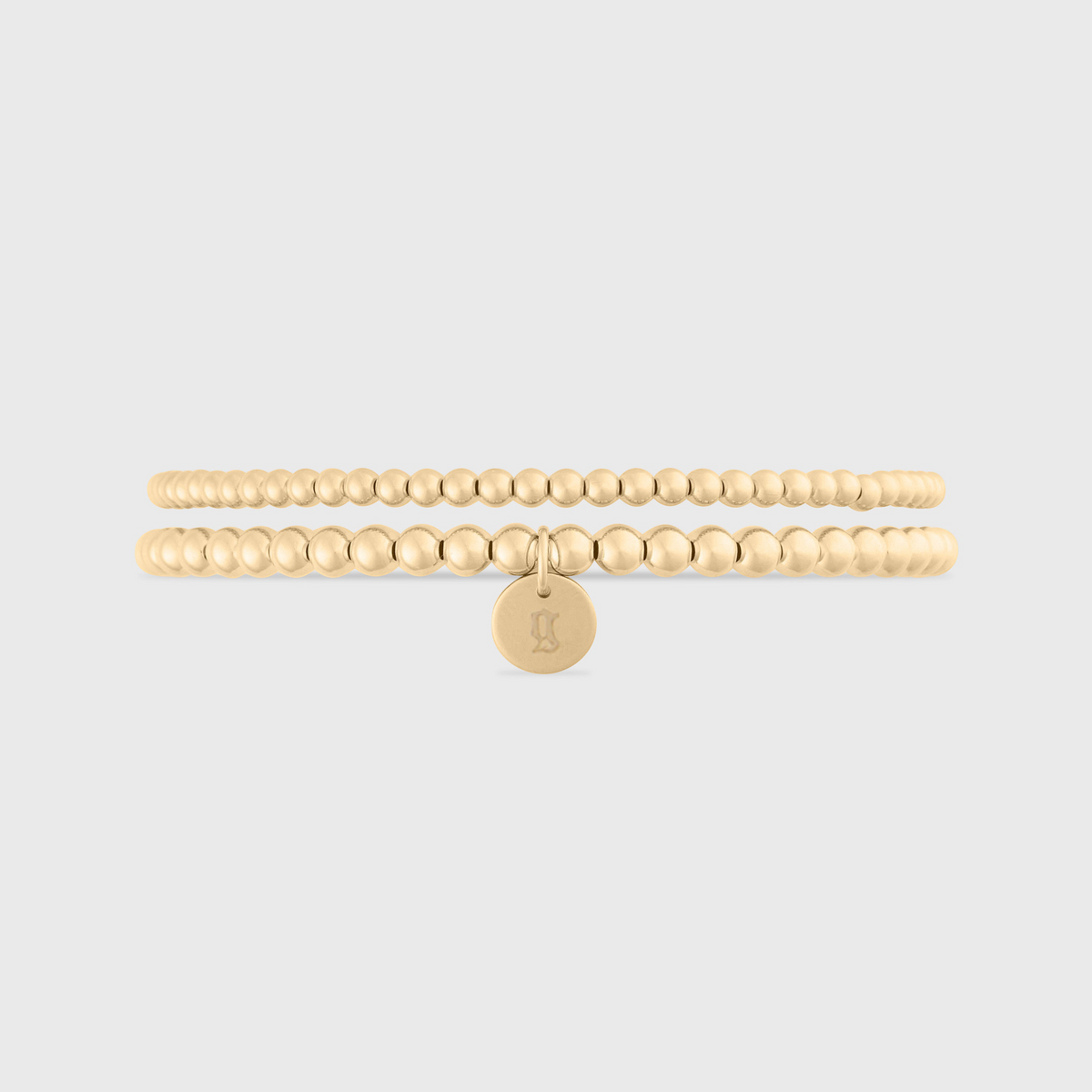 old english initial juno double bracelet stack (3+4mm)