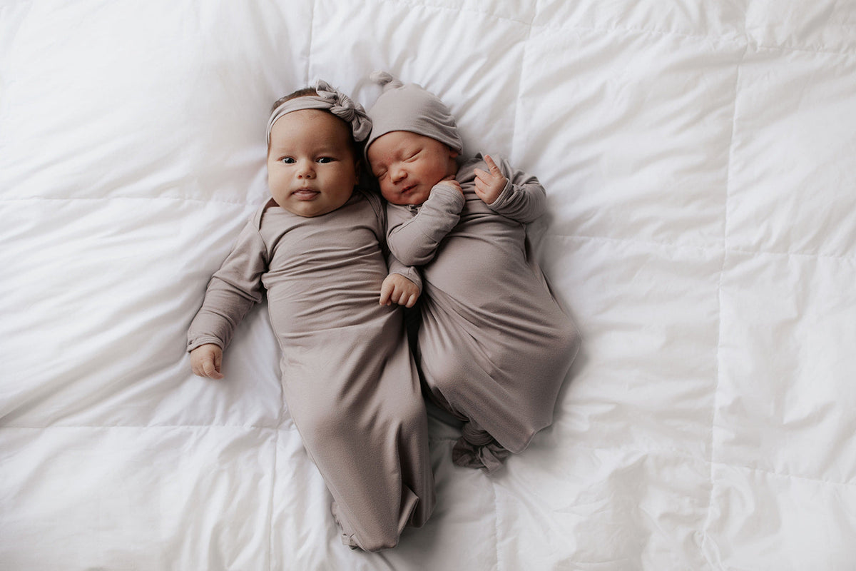 Harbor Mist Neutral Knotted Newborn Baby Gown