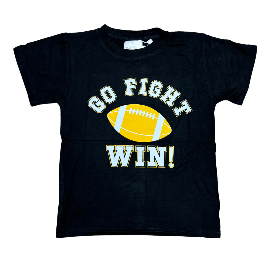 "Go, Fight, Win" Black and Yellow Kids Shirt