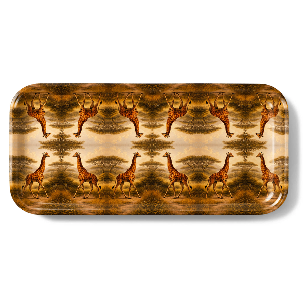 Golden Giraffe Narrow Birchwood Small Decorative Tray