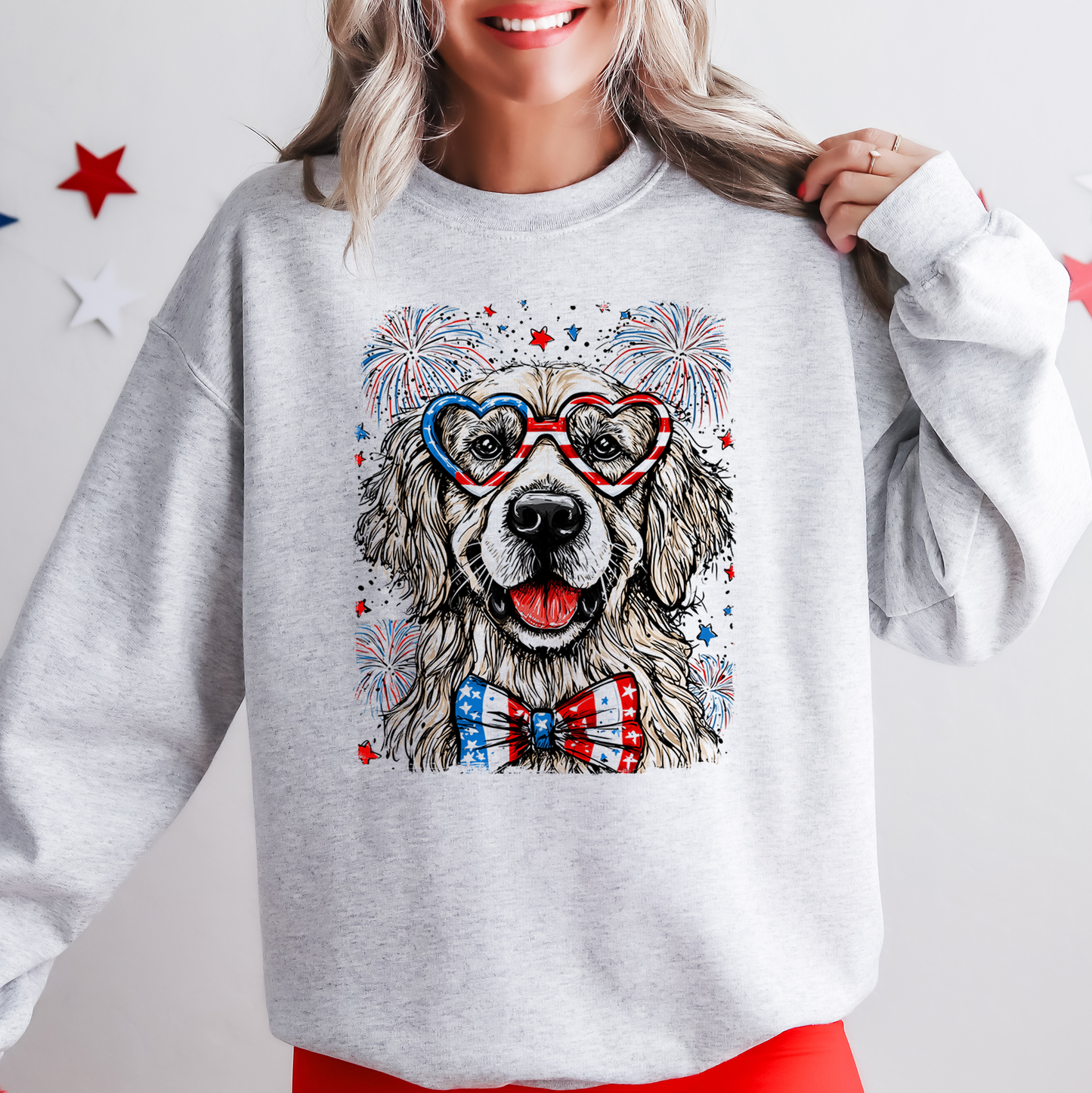 Golden Retriever Patriotic Dog, USA, America, Pet Lover, 4th of July Sweatshirt