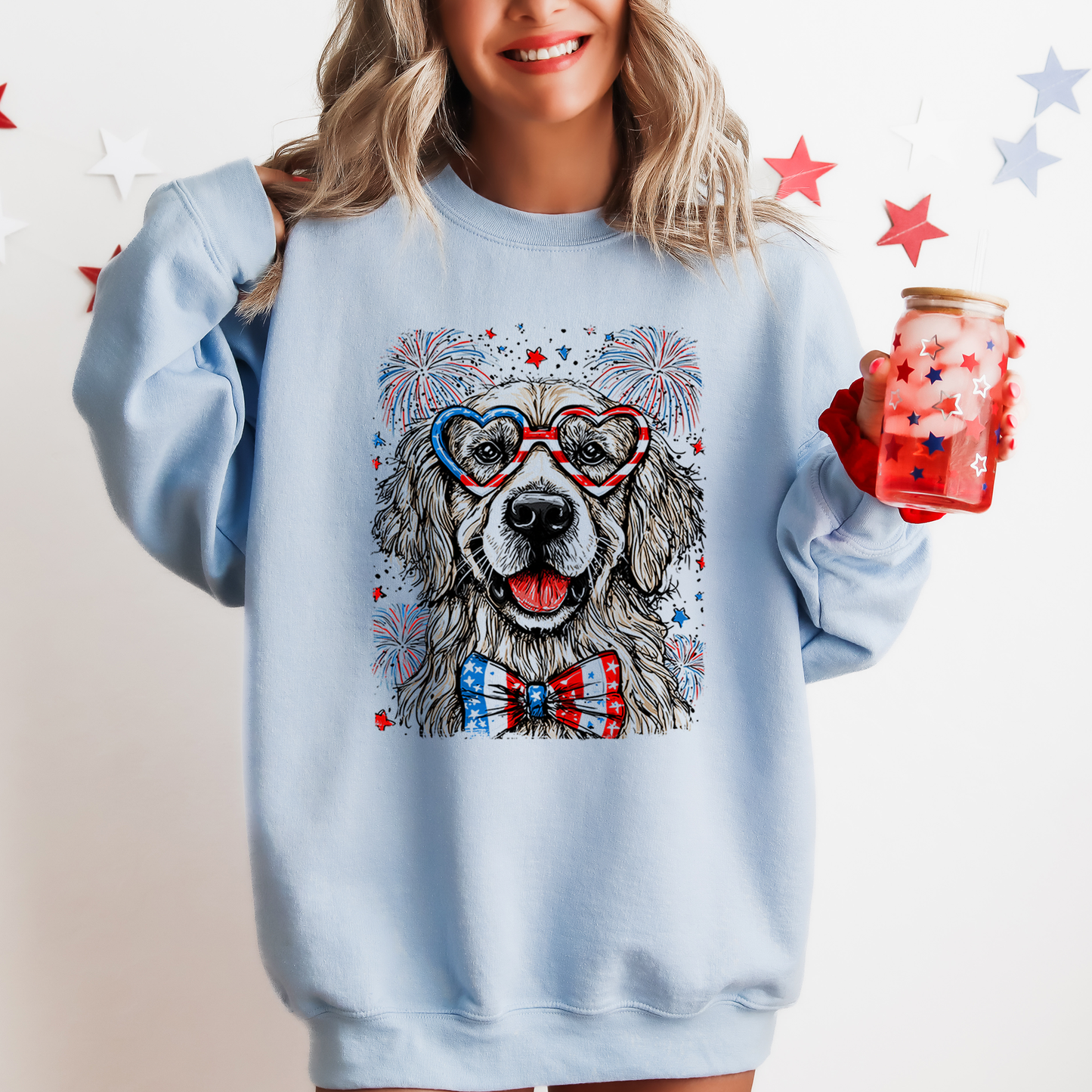 Golden Retriever Patriotic Dog, USA, America, Pet Lover, 4th of July Sweatshirt