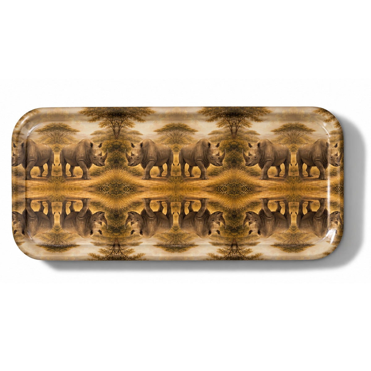 Golden Rhino Narrow Birchwood Small Decorative Tray