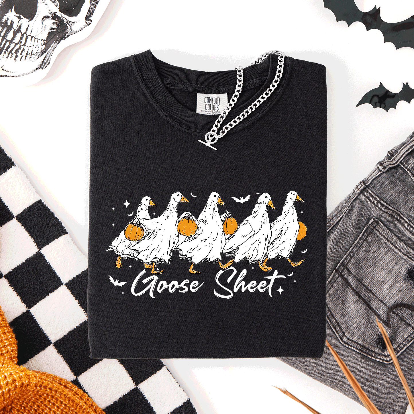 Goose Sheet, Cute, Halloween, Trick or Treat, Comfort Colors T-Shirt