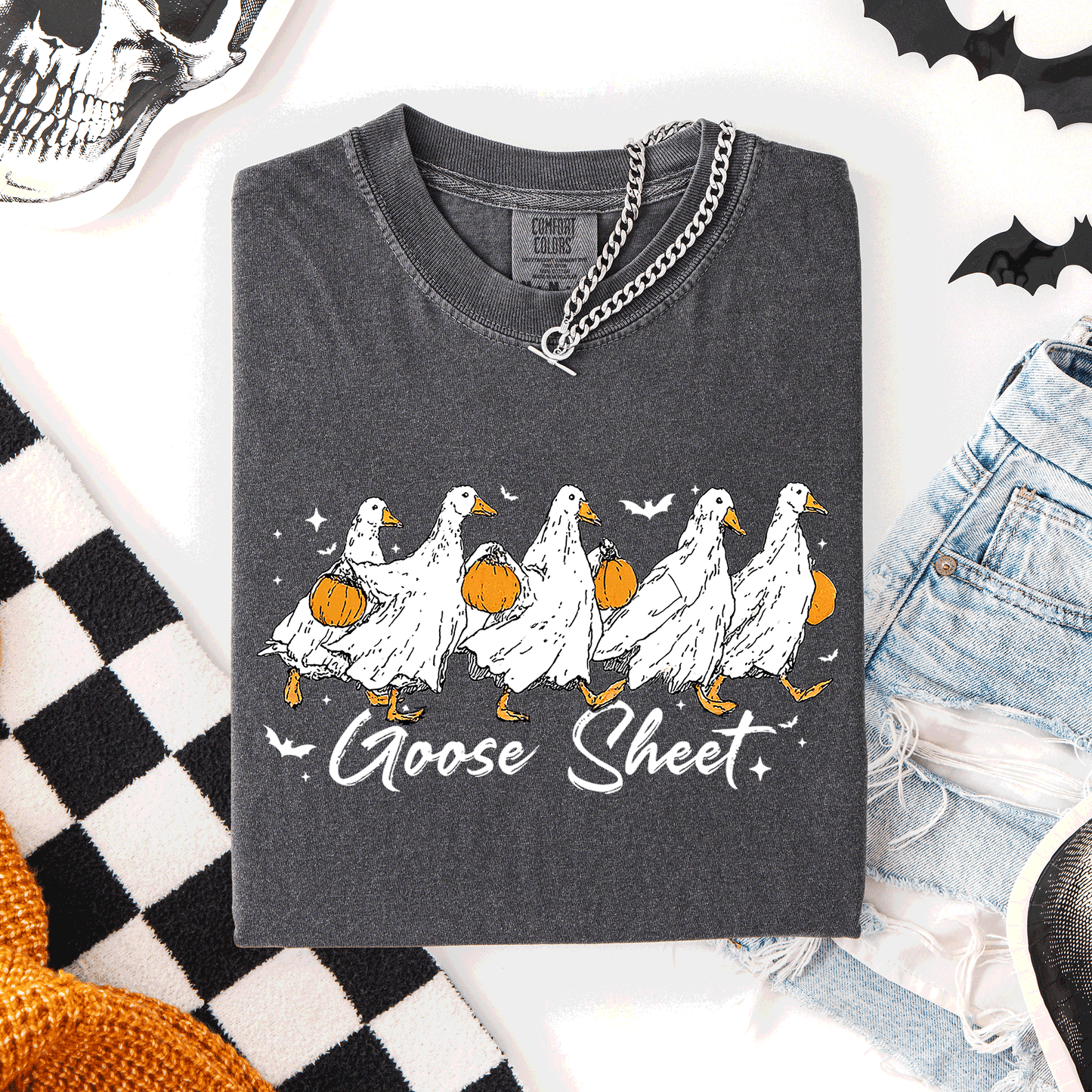 Goose Sheet, Cute, Halloween, Trick or Treat, Comfort Colors T-Shirt